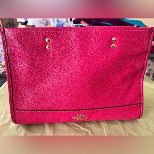 Coach Handbag Tote Pebbled Hot Pink With Detachable Strap